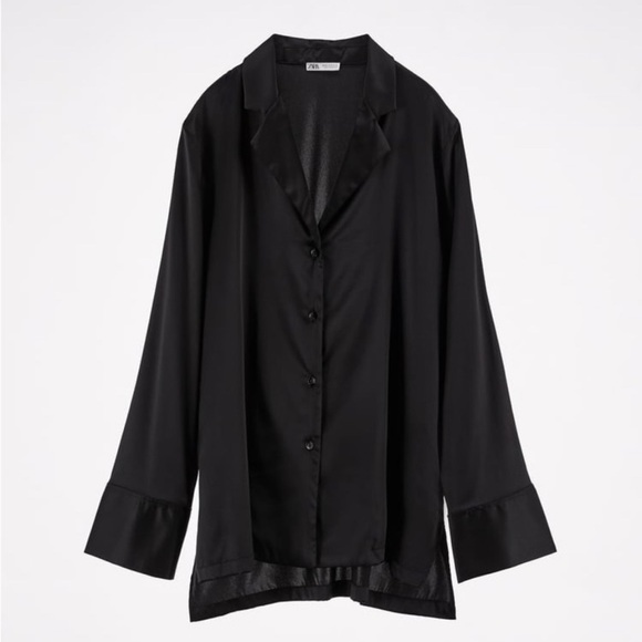 100%Silk button down shirt black - Picture 2 of 7